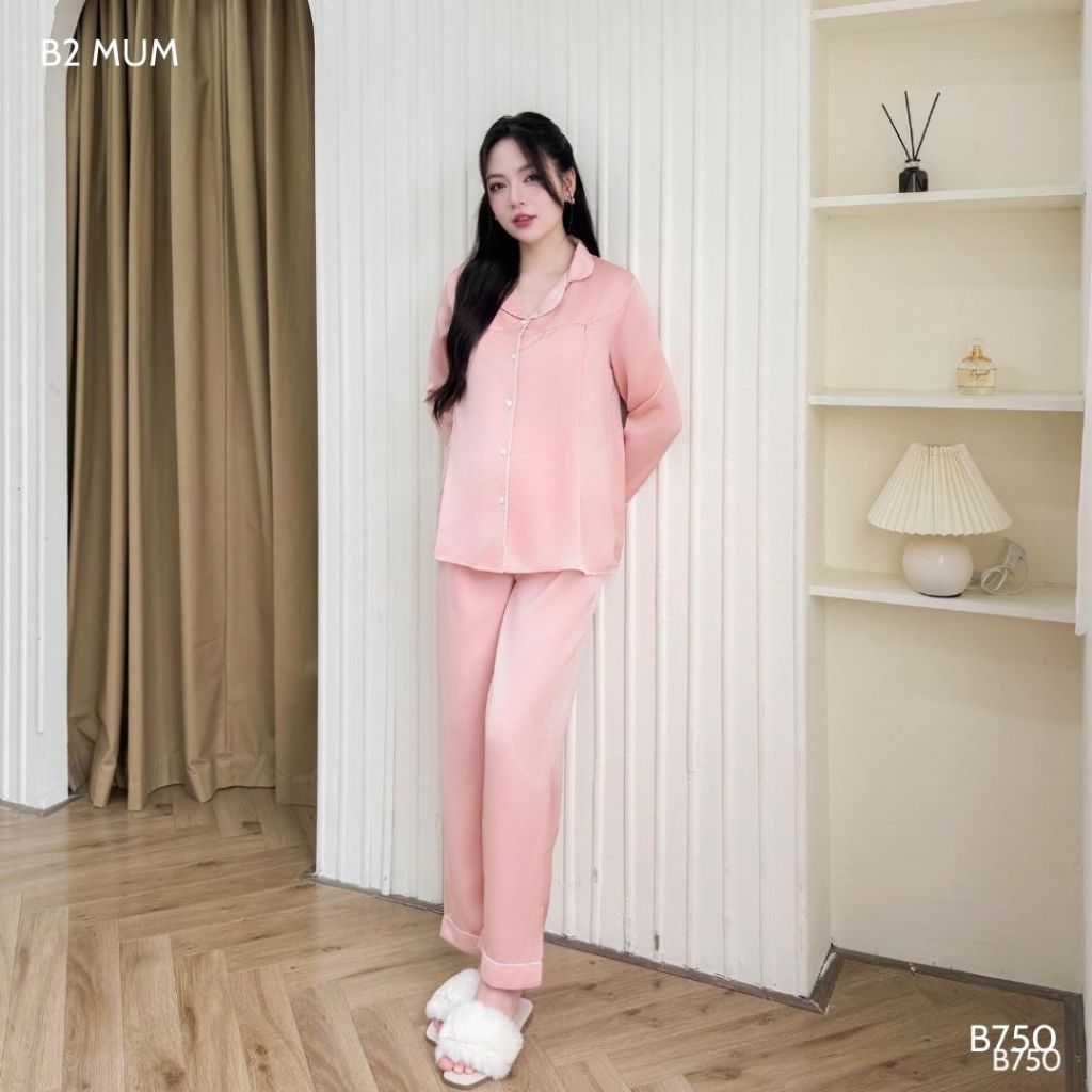 [BỘ LỤA DÀI] Bộ lụa pijama lụa ngọc trai có khóa dọc cho bé ti, mặc được 4 mùa - B750 B2MUM