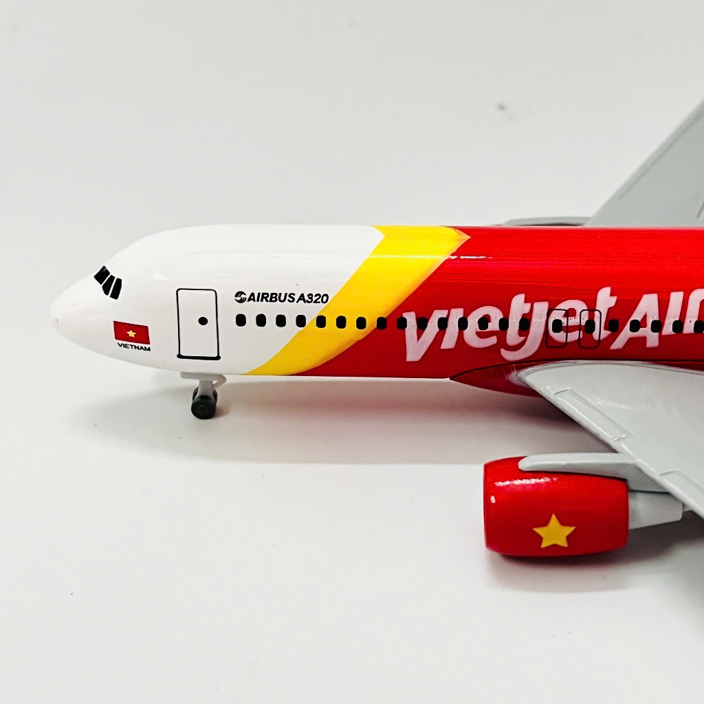 MÔ HÌNH MÁY BAY VIETJET AIRLINE 18CM CÓ BÁNH TRƯNG BÀY SƯU TẦM