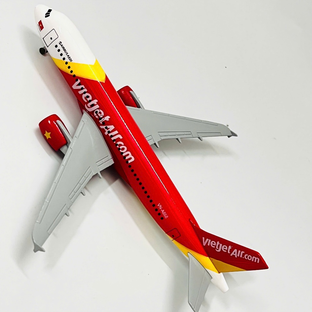 MÔ HÌNH MÁY BAY VIETJET AIRLINE 18CM CÓ BÁNH TRƯNG BÀY SƯU TẦM