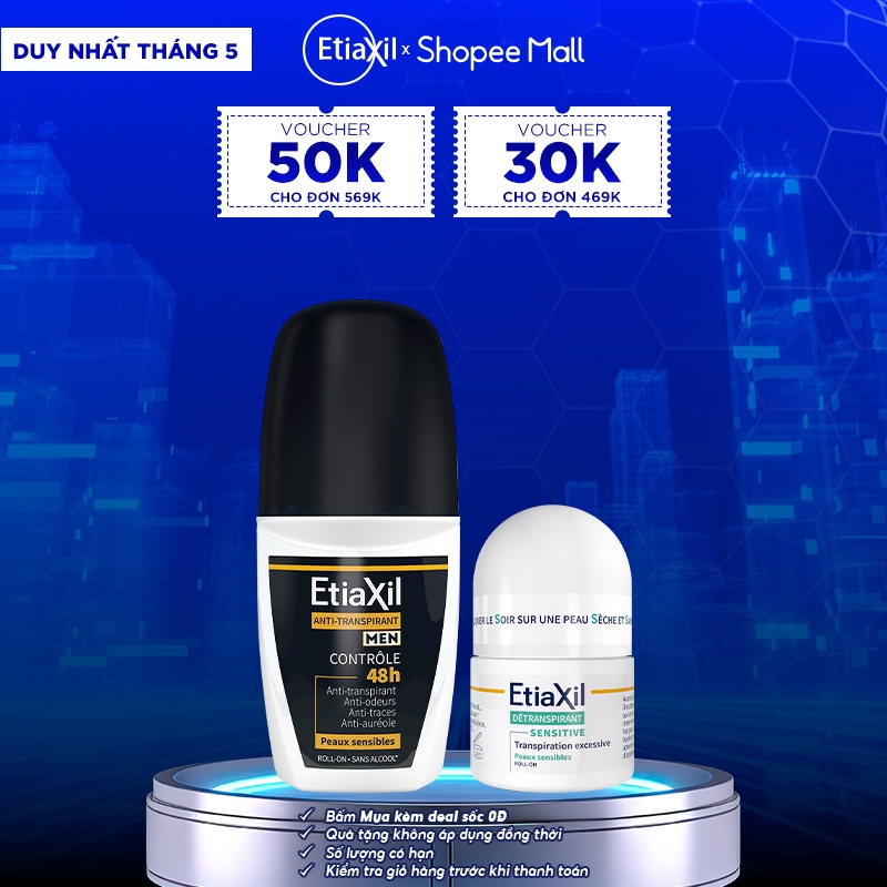 Ảnh Combo Lăn Khử Mùi Hàng Ngày Etiaxil Men 50ml và Lăn Khử Mùi Ngăn Mồ Hôi Etiaxil 15ml (nhãn xanh) 1