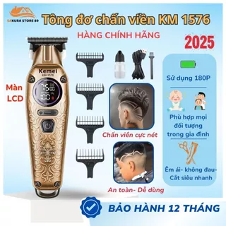 Tông Đơ Cắt Tóc Trẻ Em, Tăng Đơ Hớt Tóc Gia Đình KM 1576 Lưỡi Sắc Bén Mượt Mà Chấn Viền Cực Nét