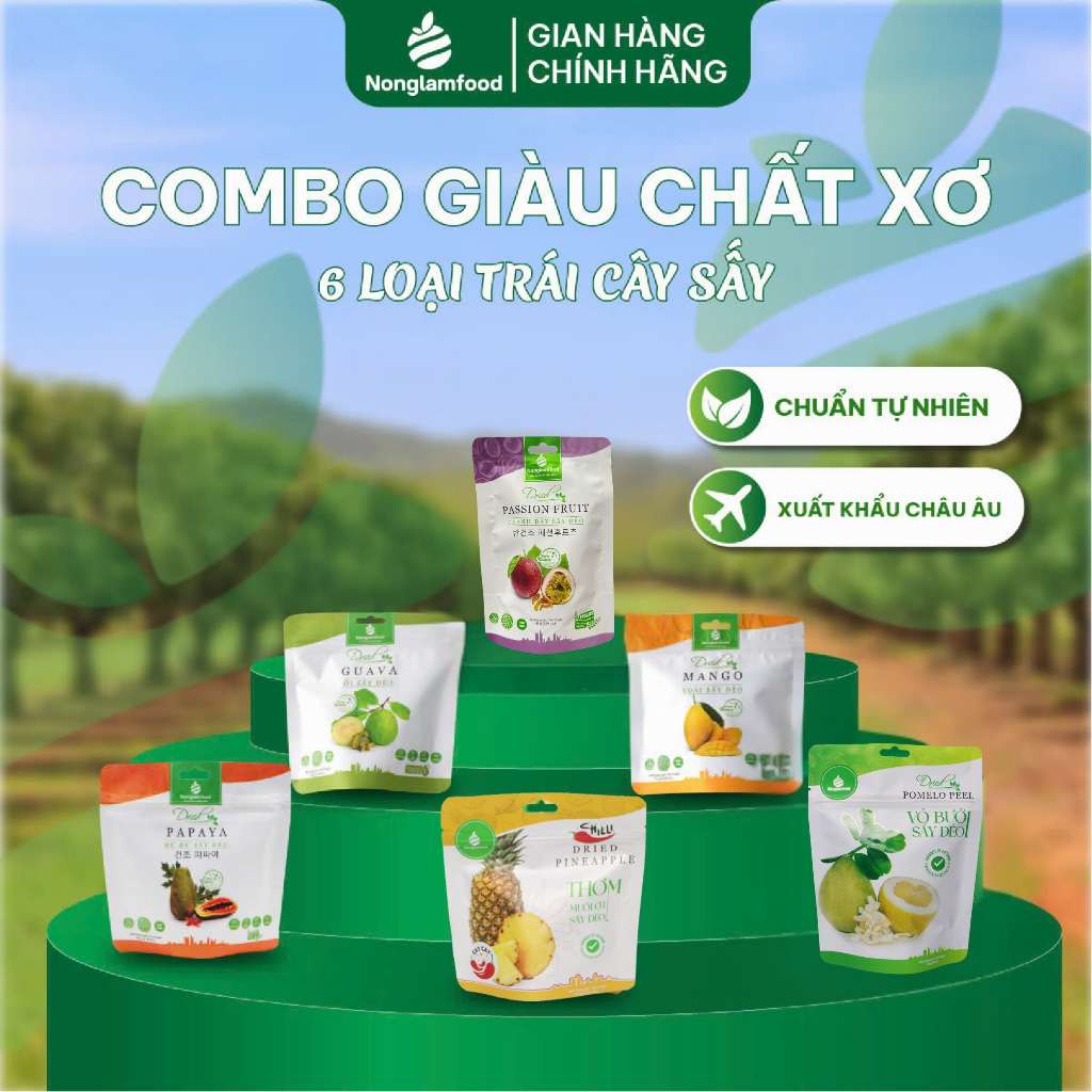 [HÀNG LOẠI 1] Combo 6 túi trái cây hoa quả sấy giàu chất xơ Nông Lâm Food, Tăng cường đề kháng