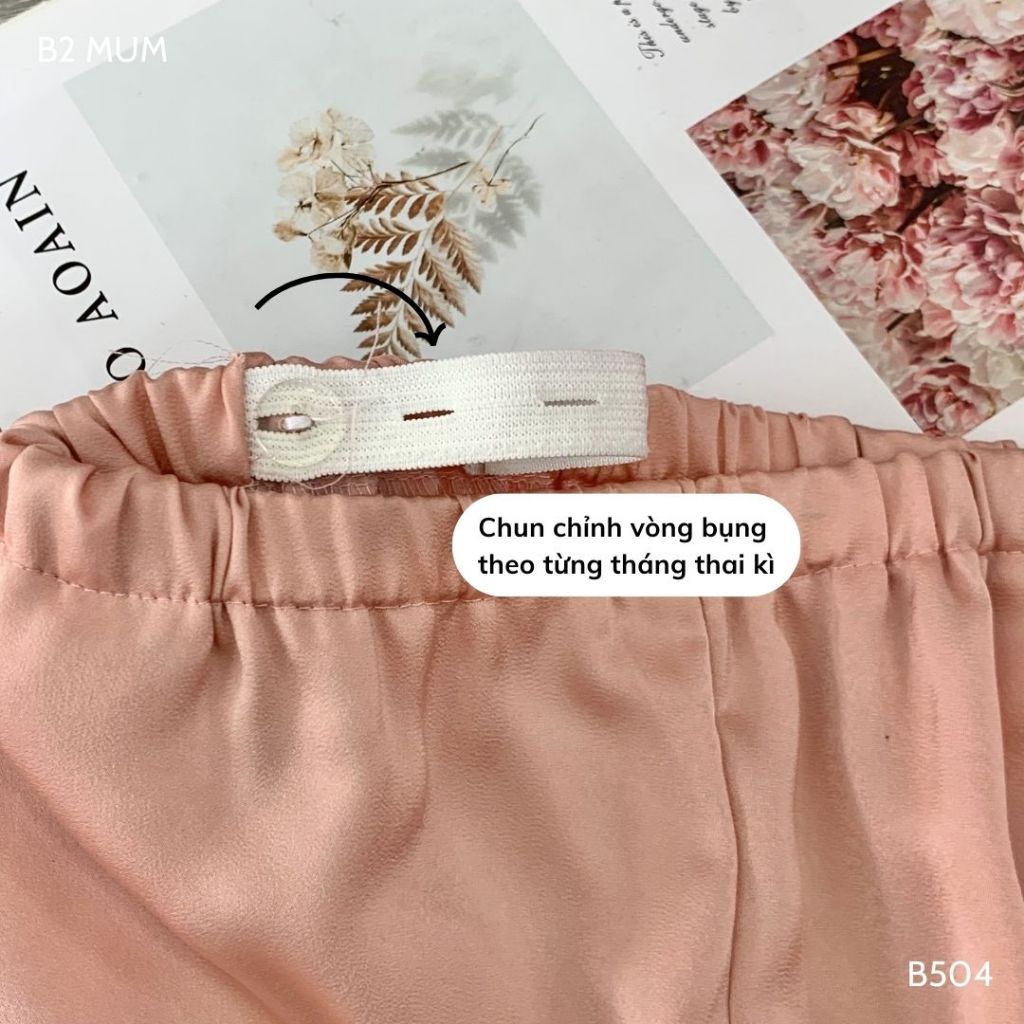 Bộ bầu và sau sinh thiết kế chất lụa ngọc trai có thể mặc quanh năm, áo có khoá bé ti quần có chun chỉnh - B763 B2MUM