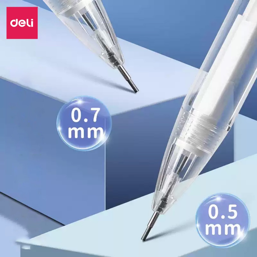 Bút Chì Kim Kèm100 Ngòi Học Sinh Deli - Thân Nhựa Cao Cấp Ngòi 0.5/ 0.7mm Có Đầu Tẩy Tiện Lợi Thiết Kế Cải Tiến Mới