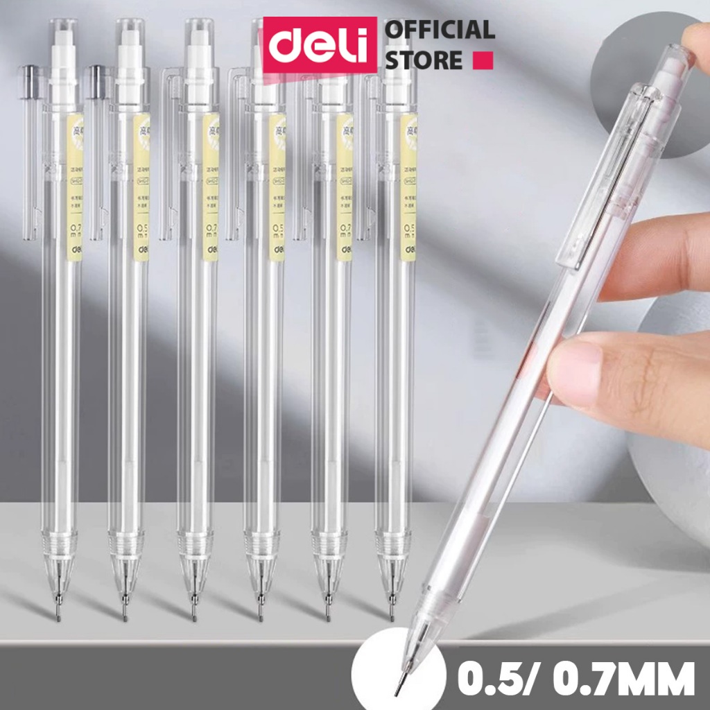 Bút Chì Kim Kèm100 Ngòi Học Sinh Deli - Thân Nhựa Cao Cấp Ngòi 0.5/ 0.7mm Có Đầu Tẩy Tiện Lợi Thiết Kế Cải Tiến Mới