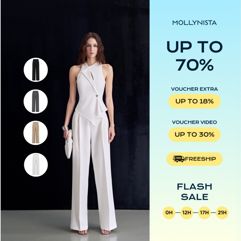Ảnh Quần tây ống suông MOLLYNISTA công sở hack chân phong cách thanh lịch nữ tính cao cấp tôn dáng 1