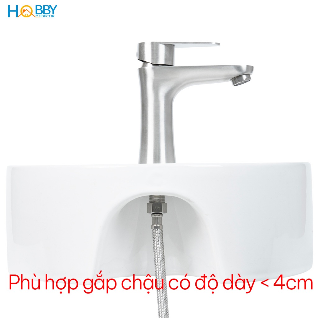 Vòi chậu rửa mặt lavabo xả lạnh inox 304 Hobby home decor LBL2
