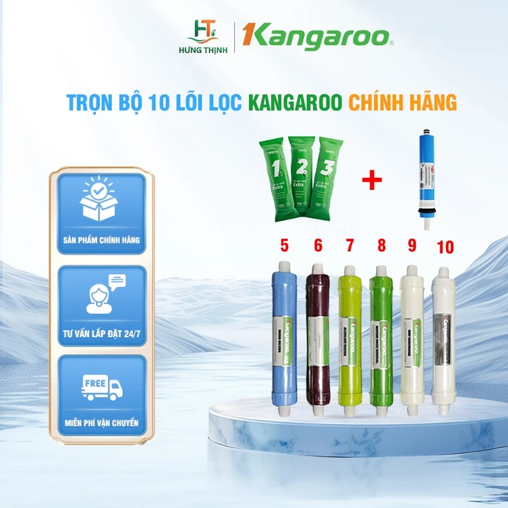 Combo Trọn Bộ Lõi Lọc Kangaroo Từ Lõi 1 Đến Lõi 10 - Chính hãng Kangaroo Kèm Cút Đầy Đủ