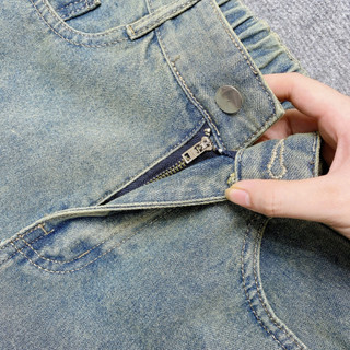 Quần Jean Bigsize Nữ Ống Rộng Màu Bụi Phối Nơ Đỏ Dễ Thương Cho Chubby 50-93kg Q551