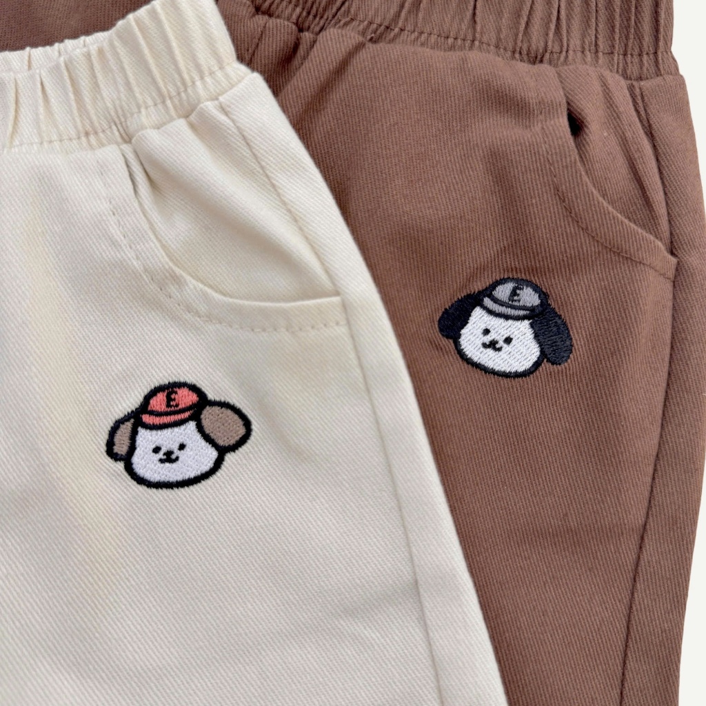 Quần Đùi Kaki Cho Bé Embes, Quần Short Kaki Thêu Hình Chất Kaki Cho Bé Trai  Bé Gái Size Từ 8-17kg
