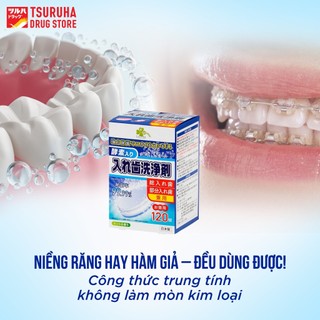 Viên Sủi Ngâm Làm Sạch Răng Giả, Khay Niềng Răng Khử Mùi Diệt Khuẩn Nhật Bản KURASHI RHYTHM 120 Viên