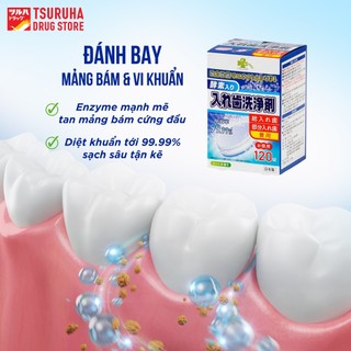 Viên Sủi Ngâm Làm Sạch Răng Giả, Khay Niềng Răng Khử Mùi Diệt Khuẩn Nhật Bản KURASHI RHYTHM 120 Viên