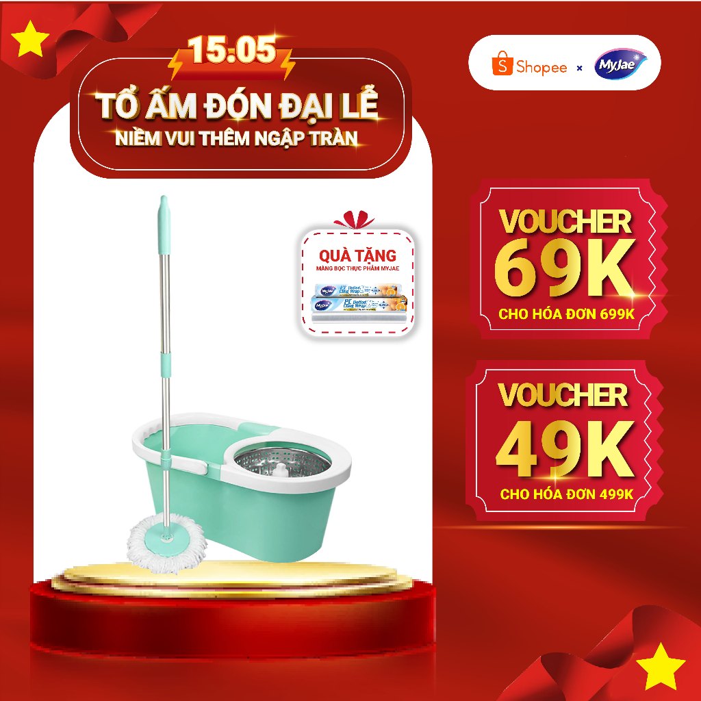 Ảnh Bộ Lau Nhà MyJae Sợi Microfiber Xoay 360 Độ Thông Minh, Lau Sạch Nhanh Khô 134cm 1