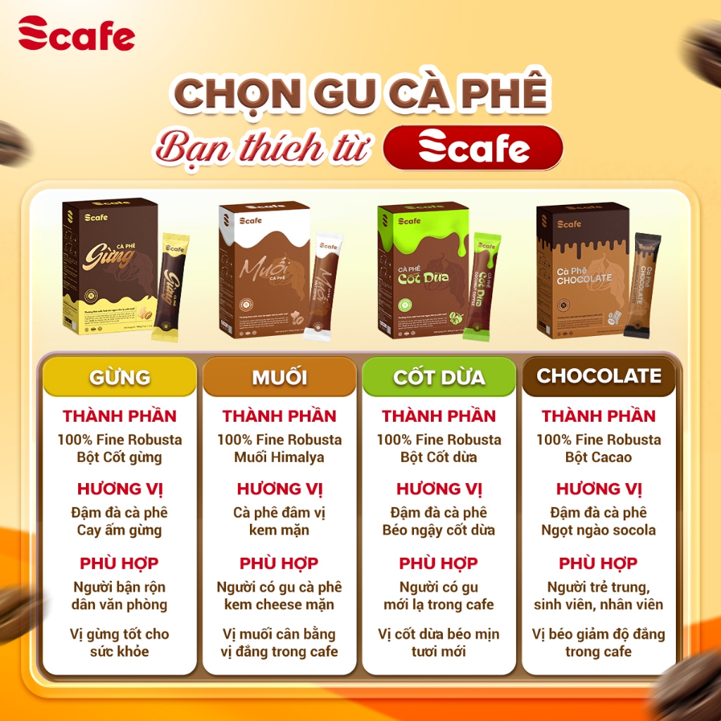 Cà Phê Hoà Tan Muối Scafe Việt Nam Đậm Đà Thơm Ngon Hộp 9 Gói