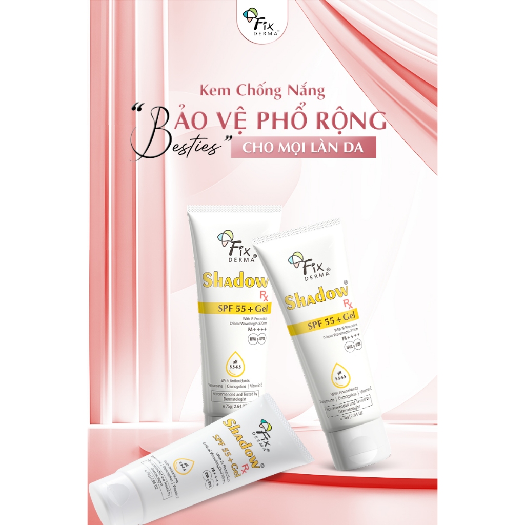 Kem Chống Nắng Cho Da Dầu Mụn FIXDERMA Shadow SPF 55+ Gel 75g - Skin Studio