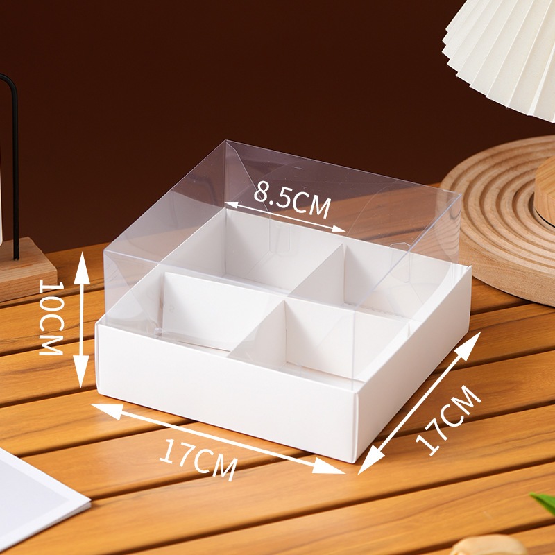 Hộp giấy nắp Mica trong suốt 4 ngăn/6 ngăn đựng Bánh Kem, Cupcake, Muffin