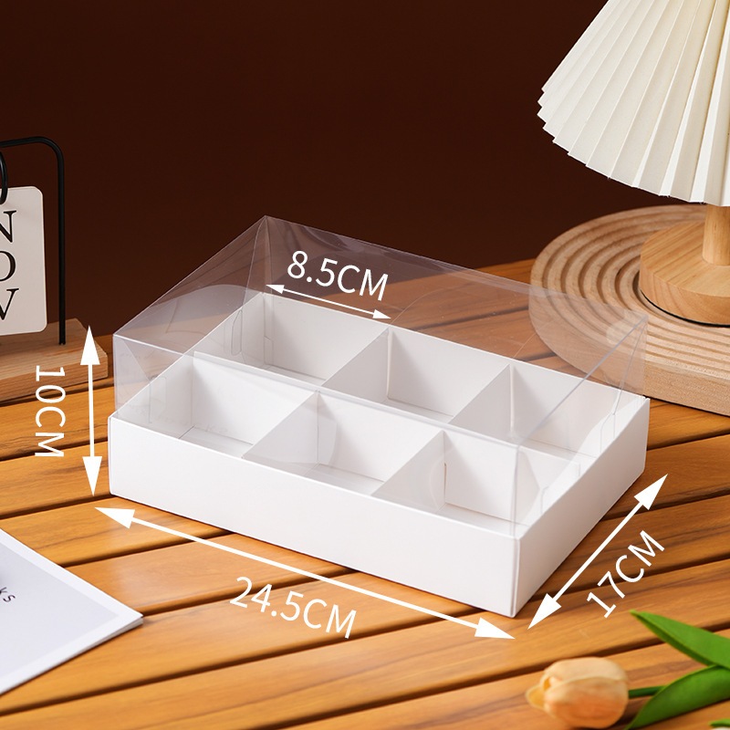 Hộp giấy nắp Mica trong suốt 4 ngăn/6 ngăn đựng Bánh Kem, Cupcake, Muffin