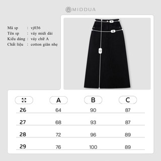 MIDDUA - VJ036 Váy Midi dài chữ A