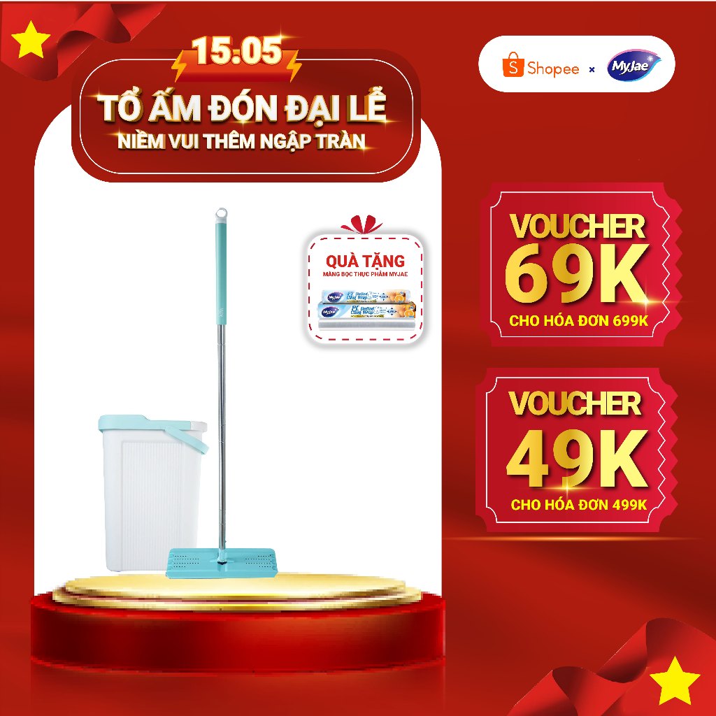 Ảnh Bộ lau nhà MyJae thông minh Maxi 360 độ sợi Fiber lau sạch nhanh khô 125cm 1
