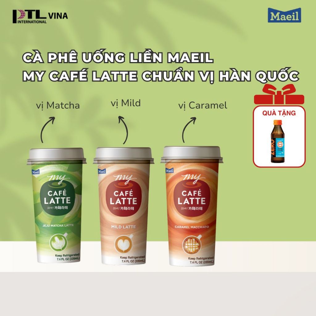 Ảnh Cà phê Latte MAEIL Hàn Quốc uống liền pha sẵn tiện lợi tỉnh táo đủ vị dạng thùng 10 cốc 1