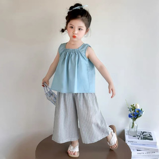 order quảng châu-set bộ mặc hè, áo sát nách quần xuông sọc cho bé gái