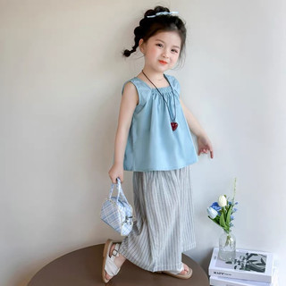 order quảng châu-set bộ mặc hè, áo sát nách quần xuông sọc cho bé gái