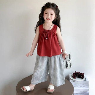 order quảng châu-set bộ mặc hè, áo sát nách quần xuông sọc cho bé gái