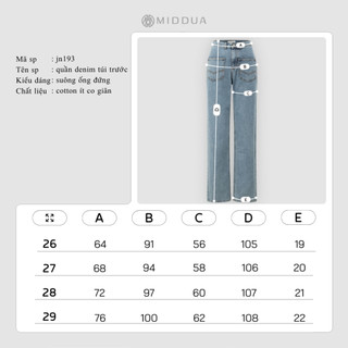 MIDDUA - JN193 Quần ống đứng denim túi trước kiểu