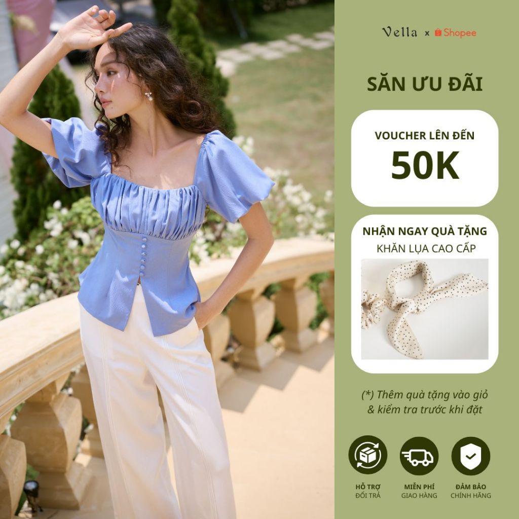 Vella Fashion - áo tay bí và quần culottes suông  VA25036 VQ25037