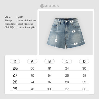 MIDDUA - SJ017 Short jean rách túi sau 5 màu