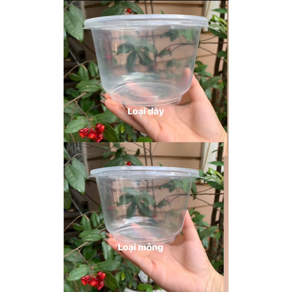 Set 25 HỘP bầu 1 lít, tô nhựa 1000ml có nắp đựng bún, phở, cháo...tiện lợi chắc chắn