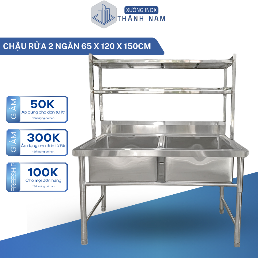 🔥 CHẬU RỬA INOX 2 NGĂN KÈM KỆ 2 TẦNG ĐỂ CHÉN – TIỆN LỢI & CHẮC CHẮN 🔥