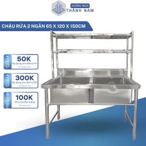 🔥 CHẬU RỬA INOX 2 NGĂN KÈM KỆ 2 TẦNG ĐỂ CHÉN – TIỆN LỢI & CHẮC CHẮN 🔥