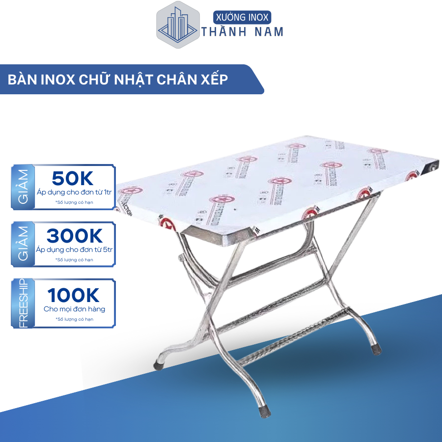 🔥 BÀN INOX CHỮ NHẬT GẤP GỌN – TIỆN LỢI, BỀN ĐẸP 🔥ship hỏa tốc