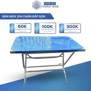 Bàn inox chân gấp gọn bền đẹp chắc chắn cho nhà hàng, quán ăn, tiệc cưới, gia đình ăn tiệc