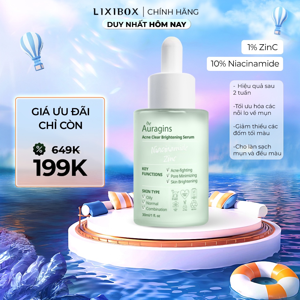 Ảnh Tinh Chất Giảm Thâm The Auragins 10% Niacinamide + 1% Zinc Acne Clear Serum 1