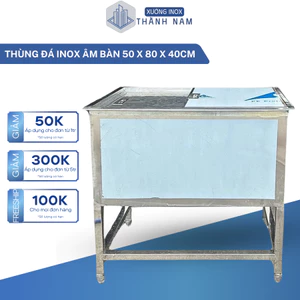 Thùng đá inox âm bàn 3 lớp giữ nhiệt tốt có van khóa nước tiện lợi chắc chắn không han gỉ