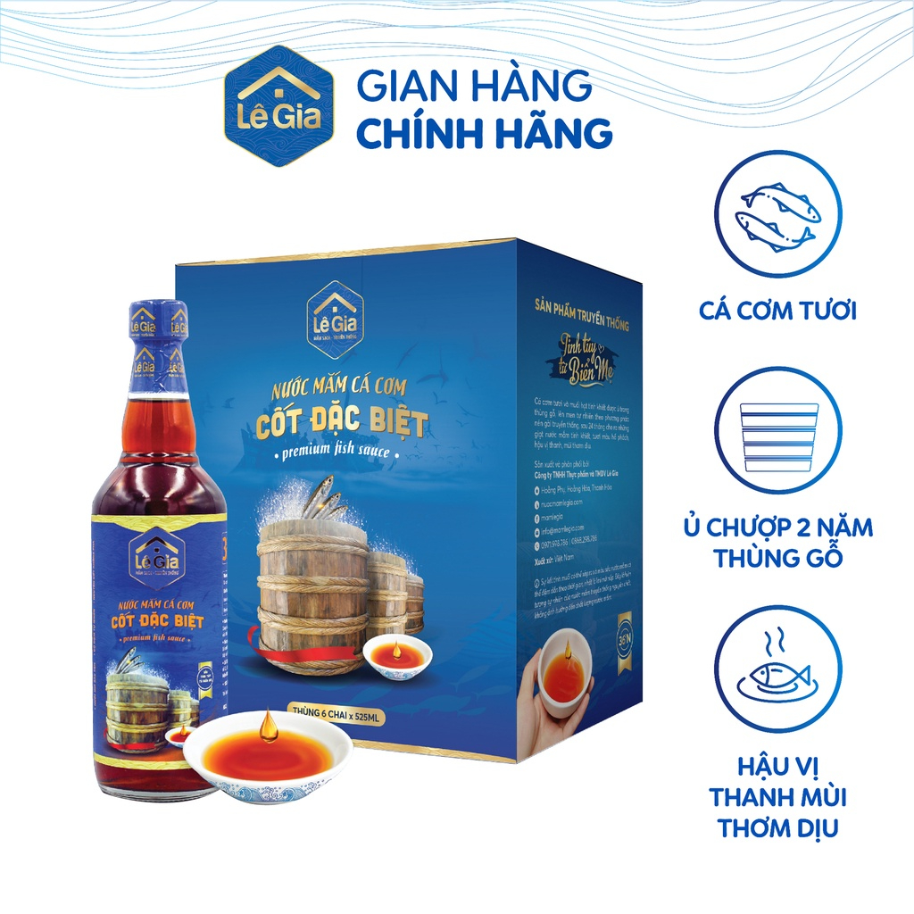 Ảnh Set Tinh hoa ẩm thực biển 1 (Combo thùng 6 chai Nước mắm cốt đặc biệt Lê Gia thủy tinh 525ml) 1