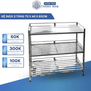 Kệ inox 3 tầng bền đẹp chắc chắn chịu lực tốt dùng cho quán ăn