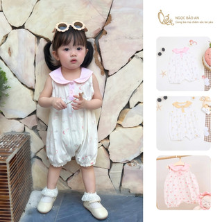 M&B (0-24M) Bộ bodysuit sát nách 100% cotton thoáng mát, hoạ tiết đáng yêu dành cho bé gái từ 2kg8 đến 13kg6