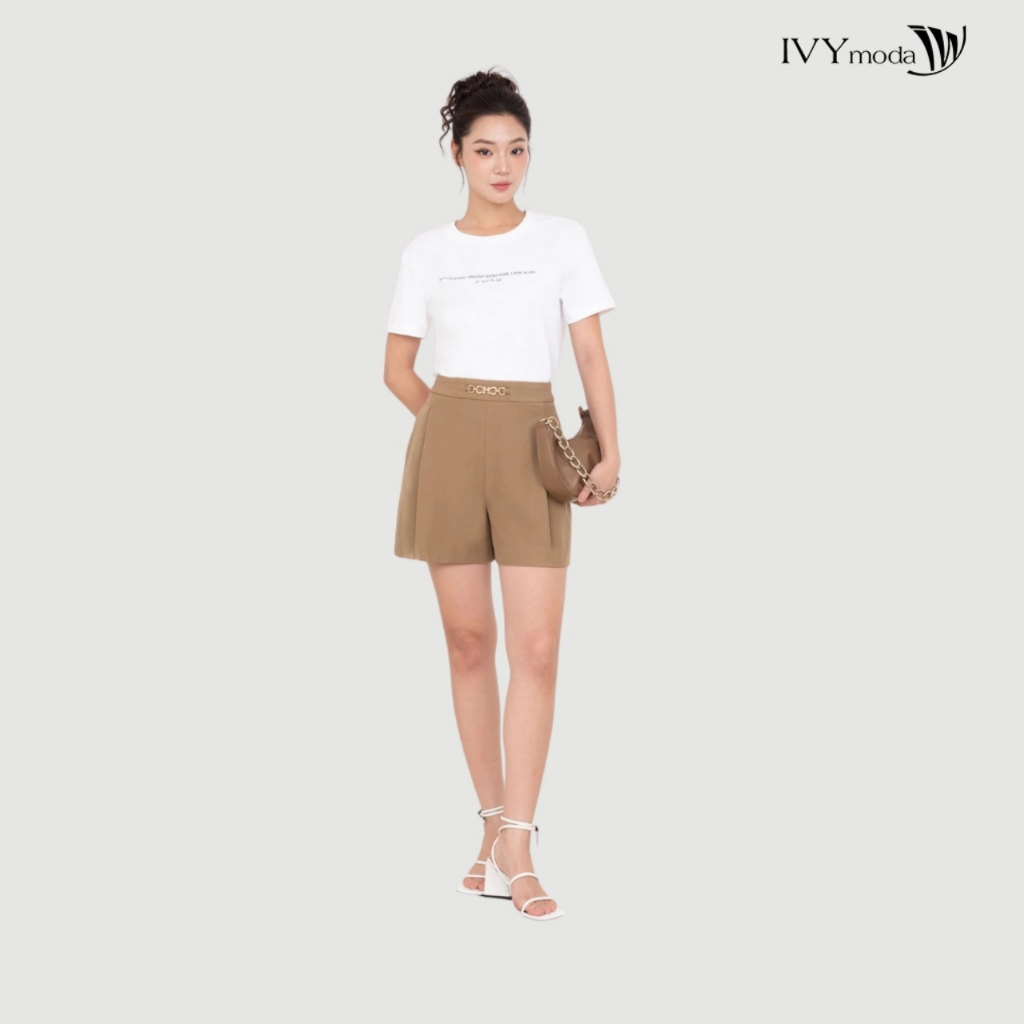 Ảnh Áo thun trắng in chữ, Áo thun nữ dáng suông basic dạo phố IVY moda MS 57T0268 1
