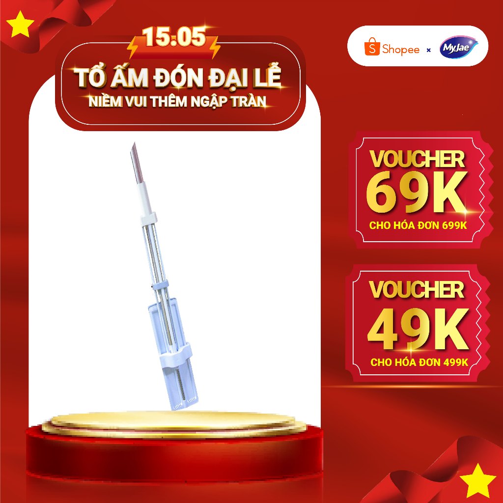 Ảnh Cây Lau Nhà Vải Sợi Kéo Vắt Thông Minh Bản Lau To 40cm Tiết Kiệm Thời Gian 1