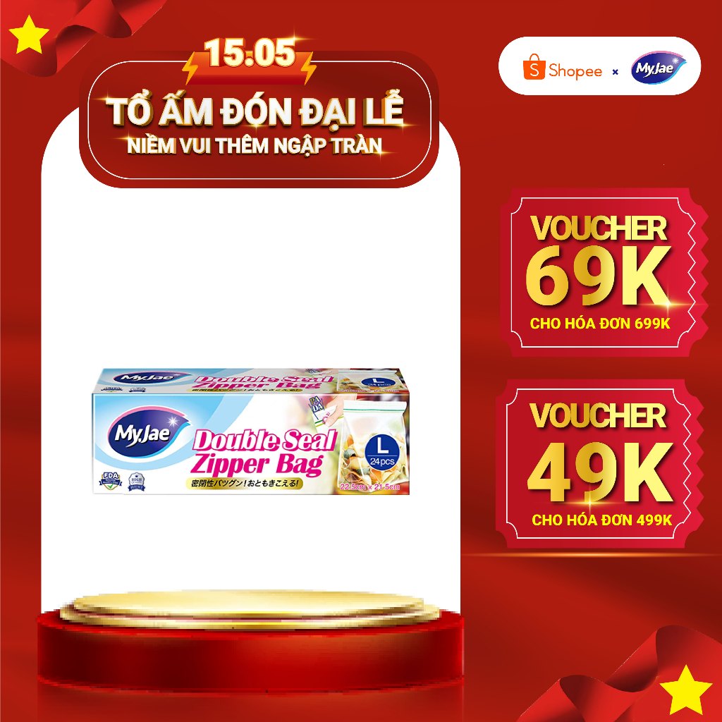 Ảnh Túi zip đựng thực phẩm hai đường kéo PE MyJae, đáy đứng trong suốt, bảo quản thực phẩm 1