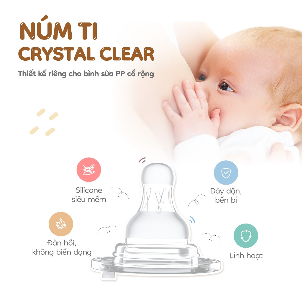 Ảnh Farlin Bình sữa PP cổ rộng dễ vệ sinh, núm ti silicone siêu mềm chống đầy hơi cho bé 4