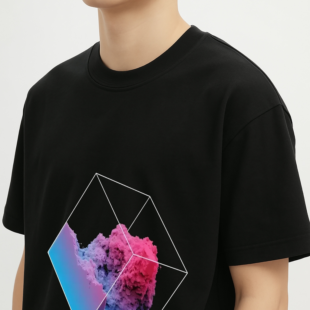 Áo thun đen High Up in hình Cloud in Cube co dãn thấm hút mồ hôi 40-100kg form rộng Basetee Unisex