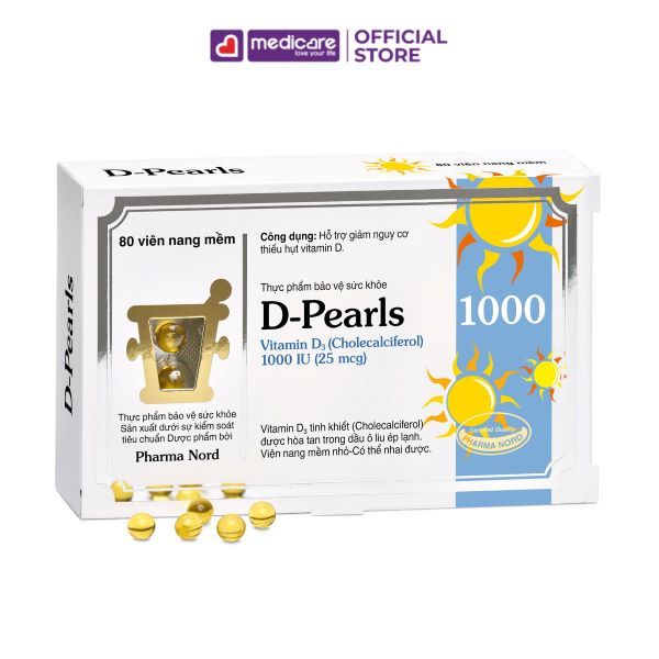 Viên uống PHARMA NORD D Prearls Vitamin D3 1000 IU 80 viên