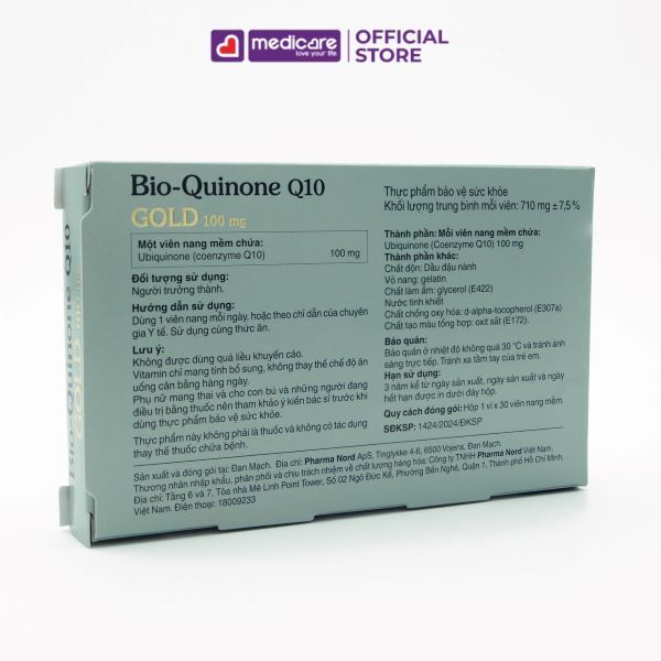 Viên uống PHARMA NORD Bio Quinone Q10 Gold hỗ trợ sức khỏe tim mạch hộp 30 viên