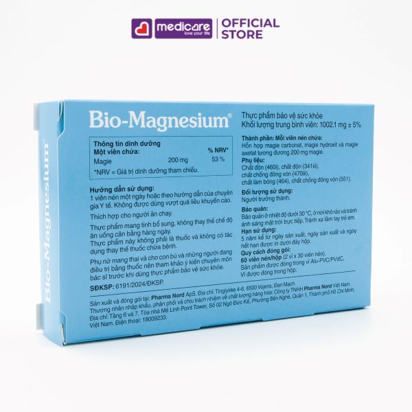 Viên uống PHARMA NORD Bio Magnesium 200mg bổ sung magie hộp 60 viên