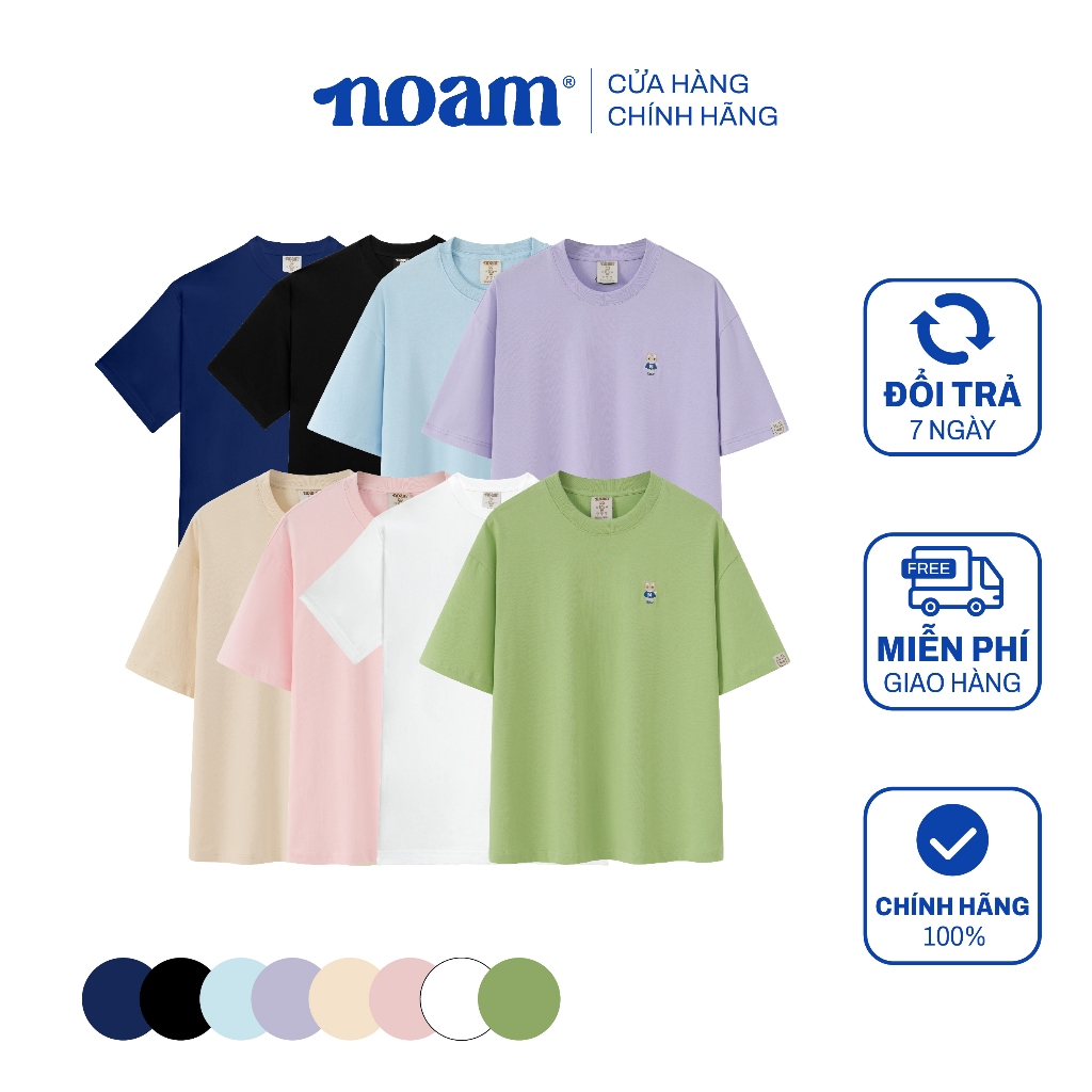 Ảnh Áo thun Form rộng NOAM Teeny Homies Unisex 100% Cotton - Màu trắng/đen/be/hồng/tím/pastel/xanh lá 1