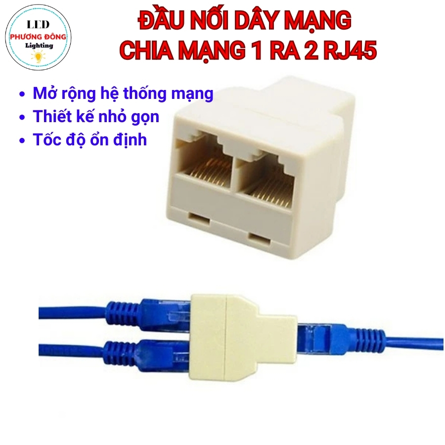 Đầu nối mạng Đầu chia mạng LAN 1 RA 2 RJ45 thiết kế nhỏ gọn dễ dàng kết nối internet